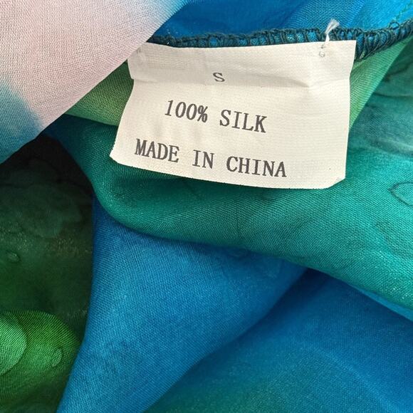 Michael Simon 100% Silk Multicolor Vibrant Shimmery Embellished Tunic Blouse- S - Picture 5 of 12